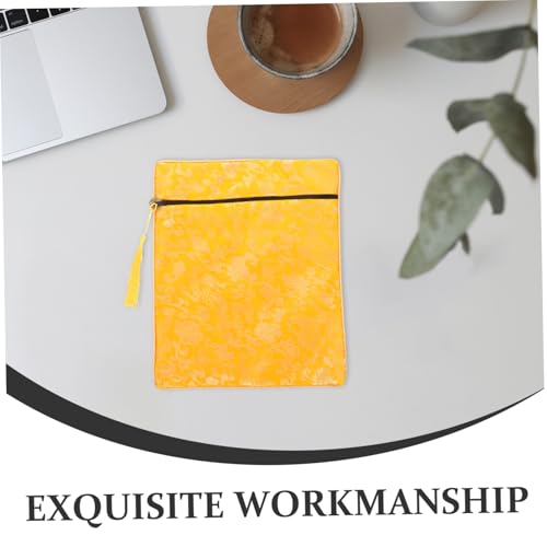 Didiseaon Silk Crafted Bible Bag Buddhist Religious Texts Holder Quran Cover Case Book Wrapping Cloth 20x25cm Yellow Prayer Bag