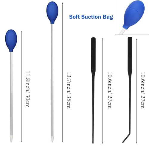 KABASI 4 in 1 Aquarium Coral Feeder Kit, 2PCS Coral SPS HPS Coral Feeder with 2PCS Tweezers, Long Arcylic Marine Reef Aquarium Syringe Liquid Fertilizer HPS Tube for Reef/Anemones/Eels/Lionfish