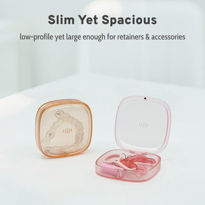 Transparent Slim Retainer Holder, Small Travel Night Guard Container, Stylish Retainer Case with Vent Holes, Thin Aligner Box Compatible with Invisalign(Clear Orange) - color: Clear Orange