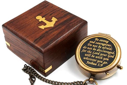 Compass with Stamped Wooden Case - style: Style 2