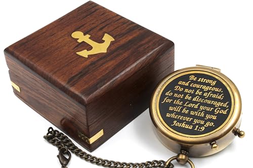 Compass with Stamped Wooden Case - style: Style 2