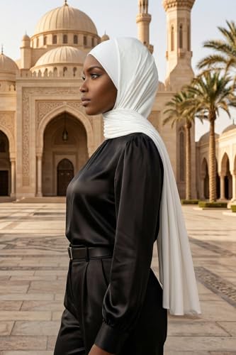 Aisha's Design Neck-Covering Practical Jersey Hijab with Built-In Ninja Bonnet - color: Ivory