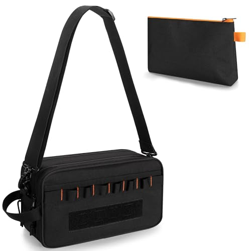Rexmica Small Electric Tester Tool Storage Bag with 1 Tool Pouch | Compatible with Fluke Digital Multimeter/325 Clamp Multimeter/ T5 T6 Electrical Voltage, Tool Organizer with 8 Tool Slots