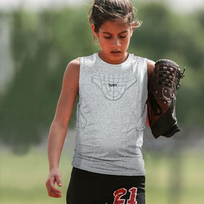 Youth Padded Compression Shirt Vest Rib Chest Protector Football Baseball - color: Padded Vest Gray, size: X-Large