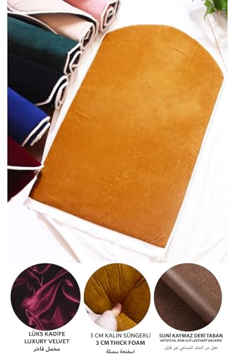 Prayer Rug Orthopedic Velvet Padded 27x47 Inch Non-Slip Faux Leather Base Comfortable Knee Support Plain Design Brown - Brown, 28x47 inch