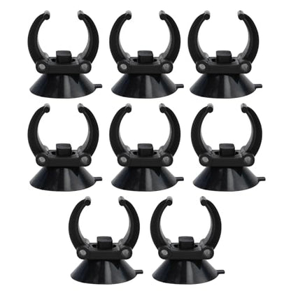 RLECS 8PCS Black Aquarium Heating Rod Suction Cup Fish Tank Air Hose Clamps PVC Pipe Clip Fits 1 Inch Standard Heater