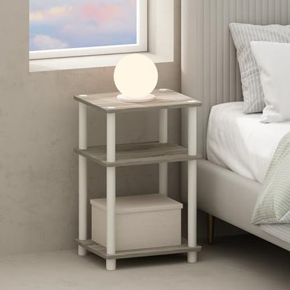 Furinno Just 3-Tier Turn-N-Tube Open Storage Nightstand, 1-Pack, Plastic Poles, Sonoma Oak/White - color: Sonoma Oak/White, size: 1-Pack