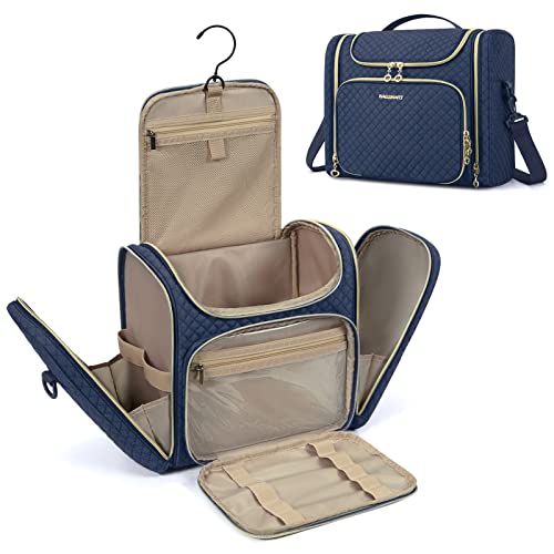 BAGSMART Women's Travel Toiletry Bag, Water-resistant Roomy, Navy Blue - color: Navy Blue