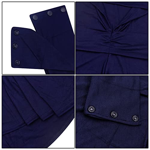 AIBEARTY Women Fashion Instant Muslim Turban Hijab with Snap Fastener Breathable Headscarf Bonnet Cap Turban Hat Shawl - color: Modal Navy -3 Buttons