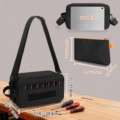 Rexmica Small Electric Tester Tool Storage Bag with 1 Tool Pouch | Compatible with Fluke Digital Multimeter/325 Clamp Multimeter/ T5 T6 Electrical Voltage, Tool Organizer with 8 Tool Slots