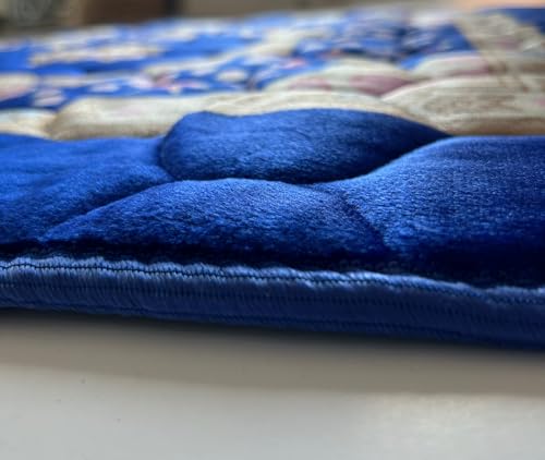 Muslim Prayer Mat - Padded Thick Rug Sajadah for Men Women with Islamic Beads for Eid Travel Ramadan, Soft and Luxury (Blue) - color: Blue