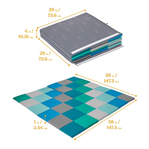 ECR4Kids SoftZone Patchwork Activity Folding Play Mat, 58in Square, Baby Essentials, Contemporary - color: Contemporary