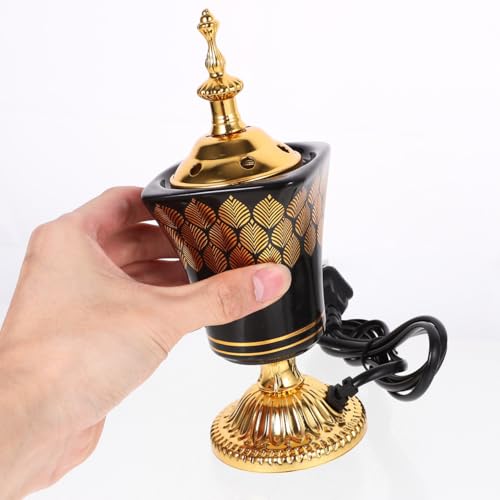 Electric Incense Burner Middle Eastern Style Ceramic Censer Plug-in Aromatherapy Bakhoor Burner for Home Yoga Meditation 3 Inch Compact Design