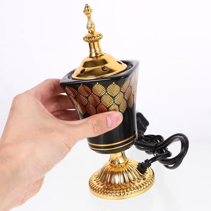 Electric Incense Burner Middle Eastern Style Ceramic Censer Plug-in Aromatherapy Bakhoor Burner for Home Yoga Meditation 3 Inch Compact Design