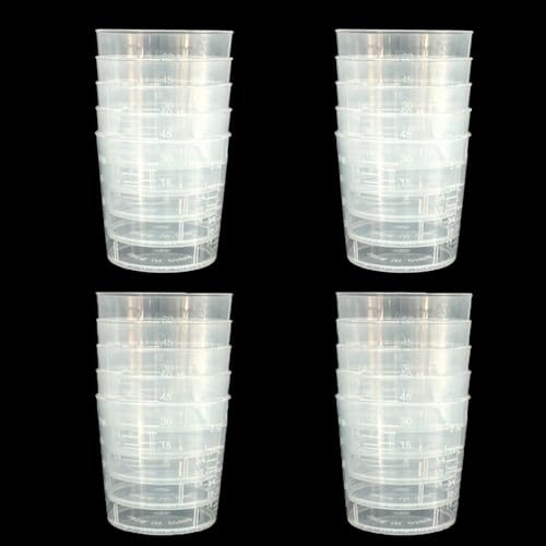 20 Pack 60ml/2oz Plastic Liquid Measuring Cups Transparent Mixing Cups Medicine Cups Lab Graduated Beakers Clear Measuring Jugs Set Medium Kitchen Baking Cooking Measure Tool Home