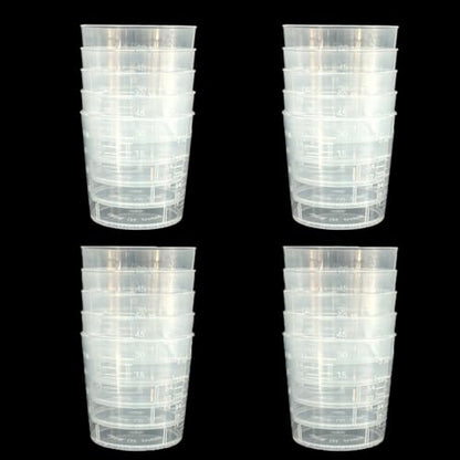 20 Pack 60ml/2oz Plastic Liquid Measuring Cups Transparent Mixing Cups Medicine Cups Lab Graduated Beakers Clear Measuring Jugs Set Medium Kitchen Baking Cooking Measure Tool Home