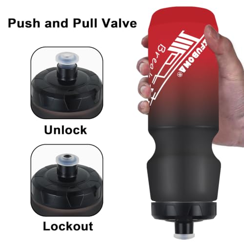Bicycle Water Bottle 750ml Leakproof Squeeze BPA Free 24oz Bike Mountain Bottles Design for Cycling Riding, Running Outdoor Sports 2 Pack - color: Black/White+Black/Red(2 PC)