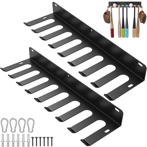 2 PCS Baseball Bat Rack, Holds 16 Bats | Softball Bat Rack for Display or Storage, Bat Storage Rack Hooks, Clips onto Fences in Rest Areas or Home Garages - size: 2 PCS