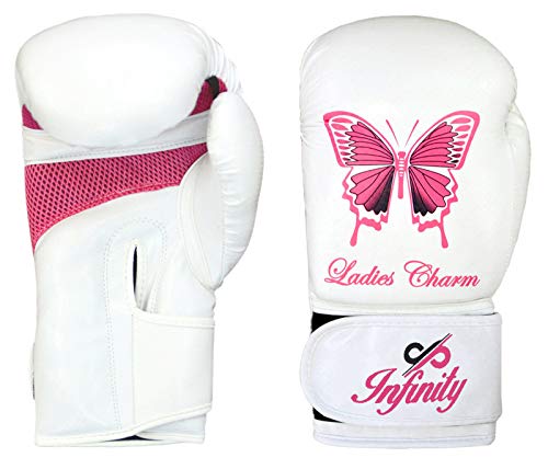 Womens Boxing Gloves Kids MMA Training Ladies Punching Mitts Girls Childrens - color: White ButterFly Boxing Gloves, size: 14Oz