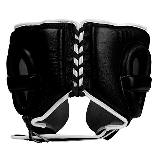 TITLE Boxing Leather Sparring Headgear - MMA & Muay Thai Protection - color: Black, size: Standard