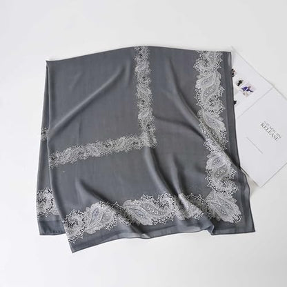K-Elewon Large Square Scarf 51" Headscarf Chiffon Fashion Scarves Turbans Hair Wrapping Scarfs - color: D-grey