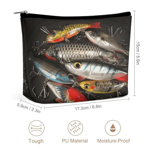 Fishing Bait Makeup Bag for Women, Toiletry Bag Portable PU, Cosmetic Bag Travel Essentials Toiletries Accessories