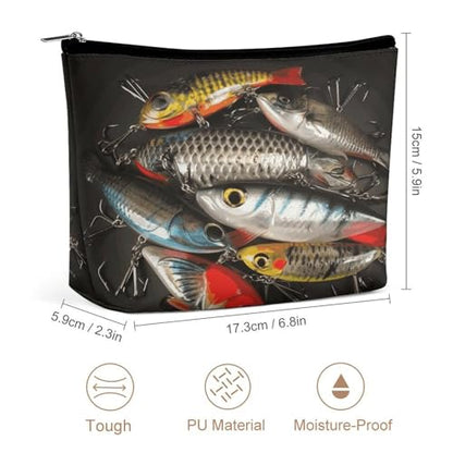 Fishing Bait Makeup Bag for Women, Toiletry Bag Portable PU, Cosmetic Bag Travel Essentials Toiletries Accessories