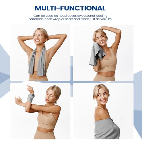 Clothirily 6 Pack Cooling Towels, 40x12 Breathable Gym Towel for Neck Face | 6 Pack Set, Instant Cooling Effect, Breathable Microfiber, For Gym Yoga Camping Running, Quick-Dry&Reusable, Fits Neck&Face - color: 2 Dark Blue/2 Light Blue/2 Dark Grey