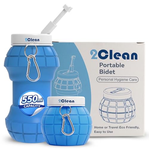 2Clean Portable Travel Bidet, 300ml Collapsible Handheld Peri Bottle Blue - color: Blue