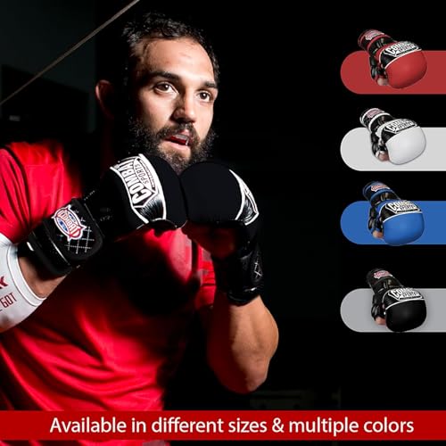 Combat Sports Max Strike MMA Training Gloves, Open Palm Fingerless Gloves for MMA, Muay Thai, and Kickboxing (Silver/Black, Regular)