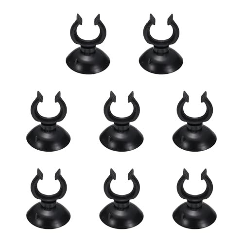 Aquarium Suction Cups, Fish Tank Suction Cups Clips Airline Tube Holders Clamps (Plastic, 8Pcs, Black) for 0.7" Fish Tank Airline Tubing Binding Moss Shrimp Nest, 17x30MM - color: Black, size: 17x30MM