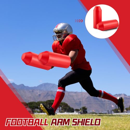 Tellegloww 2 Packs Football Arm Shield Blocking Pad Bullet Shaped Football Forearm Blocking and Sparring Training Pads for Sports Trainer and Coach - color: Red
