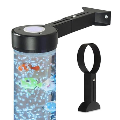 Wall Bracket for Sensory Bubble Fish Tube | 10–19cm Adjustable Dual-Ring Holder for 10cm Bubble Tube Lamps | Anti-Spill Support with Non-Slip Liner & Wide Stable Base