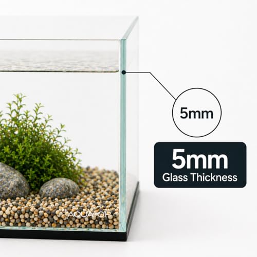 Aquatop High Clarity Low Iron Glass Cube Aquarium, 2.11-Gal – 5mm Thick Glass – Slim Design – Fresh & Saltwater – Desktop Tank with Silicone Sealing - size: 2.1 Gal