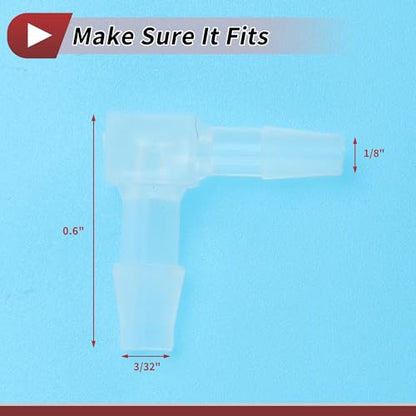 5 Pcs Aquarium Plastic Hose Barb Fitting 1/8" to 3/32" Hose Barb 90 Degree Elbow L Fitting Clear PP