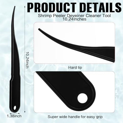 Gisafai 6 Pcs Shrimp Peeler Plastic Deveiner Cleaner Tool for Kitchen Shrimp Deveining Peel Tool, 10.2 Inch (Black) - color: Black