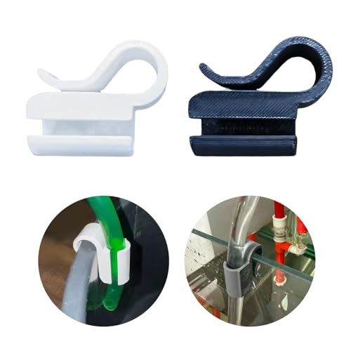 3D Printed Aquarium Hose Holder for 12mm and 16mm Water Changing Tube Fish Tanks Accessory Bucket Clip Aquarium Water Pipe Tube Bracket - color: White