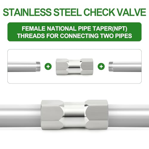 1PCS 316L Stainless Steel 1/2" NPT Female Check Valve,Backflow Prevention,One Way Non-Return Check Valves - size: 1/2" FNPT