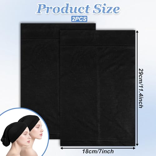 2 Pcs Hijab Undercaps No Slip Neck Cover for Women Under Hijab Cap Inner Undercap Head Wraps Scarf Solid Color Hijabs Sports Hijabs for Turban Tube Neck Cover Black