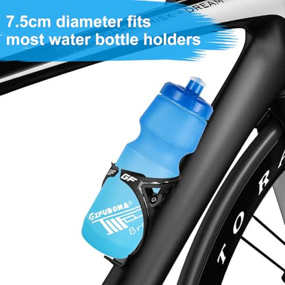 Mtb Bike Water Bottle 750ml Leakproof Squeeze BPA Free 24oz Bicycle Mountain Bottles 24 OZ Design for Cycling Riding, Running Outdoor Sports 2 Pack - color: Black/White+Blue/Green(2 PC)