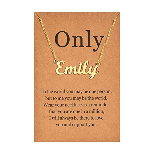 Lcherry Name Necklace Personalized for Women Gold Plated Nameplate Necklace Gifts for Girls - style: Emily