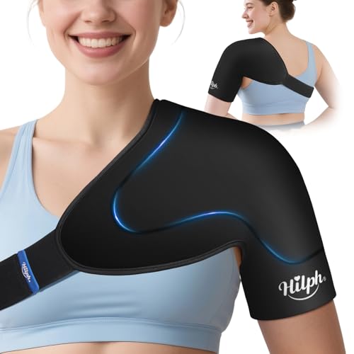 Hilph 3D Double-Layer Gel Shoulder Ice Pack Wrap Rotator Cuff Cold Therapy | Reusable Flexible Shuolder Ice Sleeve for Surgery Recovery, Muscle Relaxation & Swelling, Easy to Wear & Adjustable, Medium - size: Medium