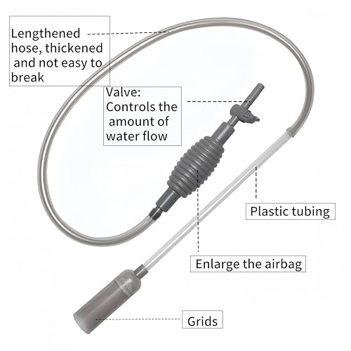 Aquarium Vacuum Gravel Cleaner, Aquarium Siphon, Aquarium Cleaning Tools, Fish Tank Cleaner, Long Hose & Cleaning 1.7m Long, Water Change and Sand Washing, Medium,Small - Fish Tanks