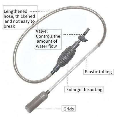 Aquarium Vacuum Gravel Cleaner, Aquarium Siphon, Aquarium Cleaning Tools, Fish Tank Cleaner, Long Hose & Cleaning 1.7m Long, Water Change and Sand Washing, Medium,Small - Fish Tanks