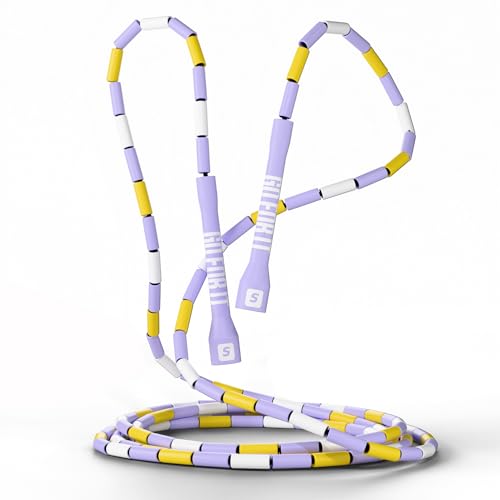 Sportbit Custom-Fit Beaded Jump Rope – Adjustable Length for Kids & Adults, Men & Women – Durable Fitness Rope for Gym & Home - color: Purple / Yellow / White