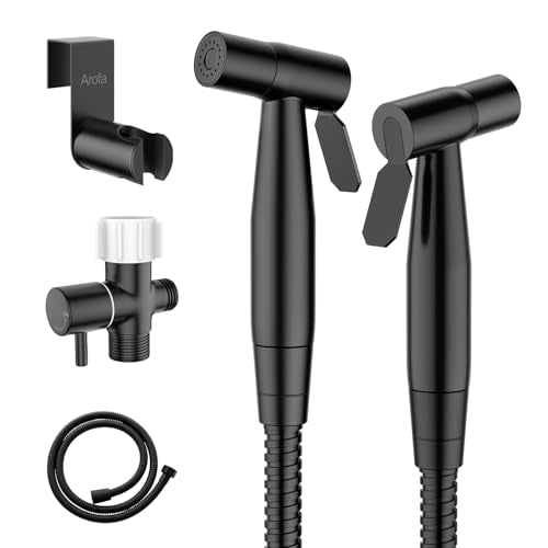 Arofa Handheld Toilet Bidet Sprayer for Toilet-Adjustable Water Pressure Control with Bidet Hose for Feminine Wash, Stainless Steel Brushed Nickel Bidet Faucet Cloth Diaper for Baby Wash, Black,2 Pack - color: Black, size: Standard-2 Pack