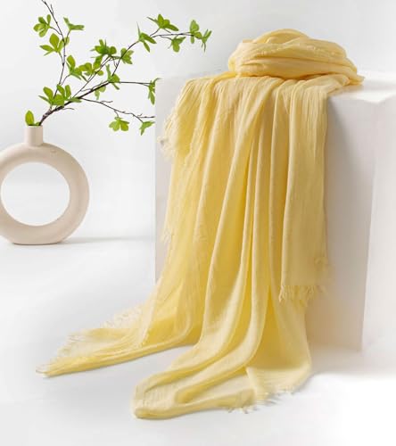 Women Summer Scarfs Large Long Lightweight Linen Beach Gauze Shawl Wrap 75”×40” - color: Cowboy Blue