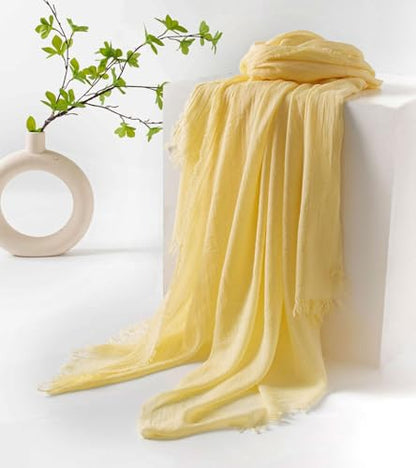 Women Summer Scarfs Large Long Lightweight Linen Beach Gauze Shawl Wrap 75”×40” - color: Cowboy Blue