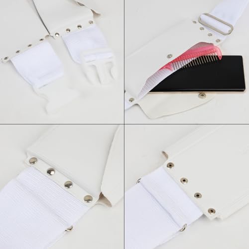 Ihram Belt for Men Hajj Umrah Adjustable Hajj Belt with Front Pockets PU Ihram Money Belt Waist Packs Anti Theft for Hajj Umrah, Fits Up to 50” Waist, White