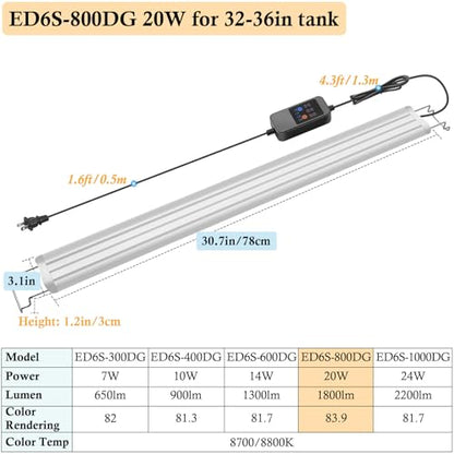 HITOP 32-36in Full Spectrum LED Aquarium Light with Timer, Auto 24/7 Lighting Cycle& 10-Level Brightness Adjustment, Fish Tank Light for Plant Growth, with Extendable Brackets - style: 32-36in